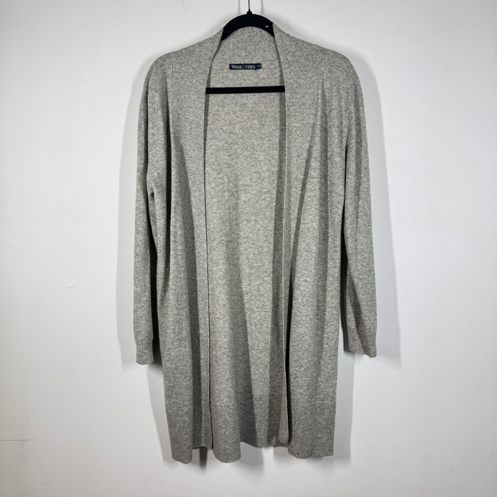 Woolovers Gray Open Front Cardigan Sweater Cashmere Merino Size M Longline Cozy - Picture 2 of 15
